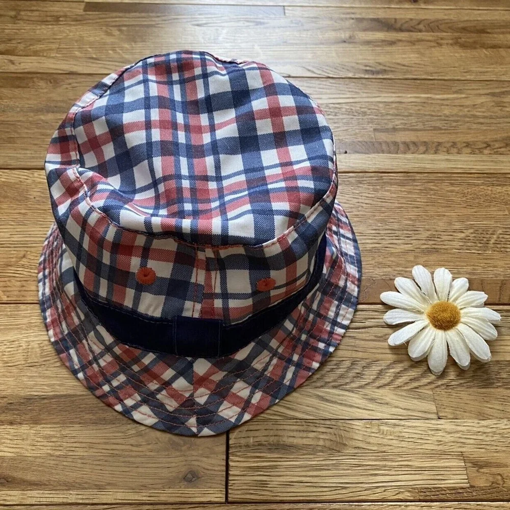 Vineyard Vines‎ for Target Kids Toddlers Red Plaid Reversible Bucket Hat S/M